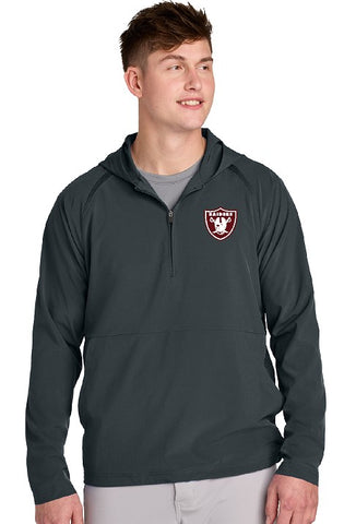 Embroidered Repeat Long Sleeve Hooded 1/2-Zip