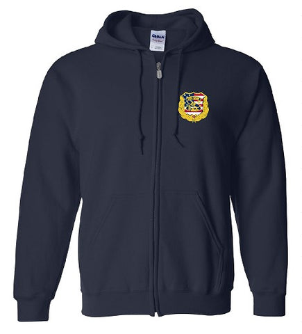 Flag Badge Full Zip Hooded Sweatshirt (Copy)