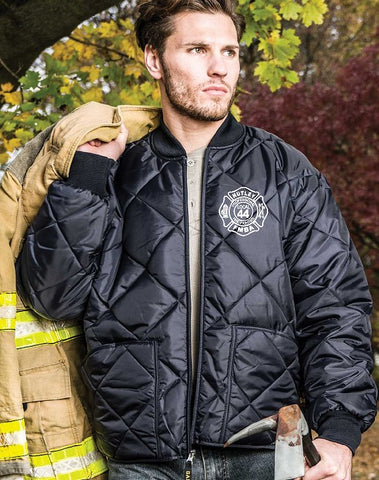 Diamond Quilted Nylon Jacket Embroidered Left Chest