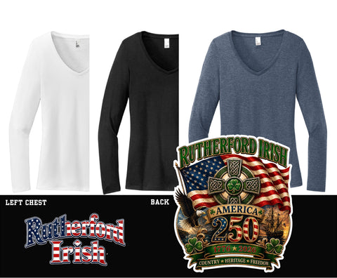 Ladies  Long Sleeve V-neck Tee
