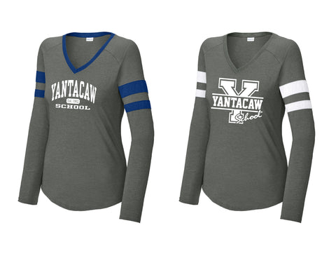 Sport-Tek® Women's Halftime Stripe Long Sleeve V-Neck Tee