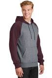 Raglan Colorblock Pullover Hooded Sweatshirt Maroon/Grey with Maroon Logo