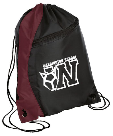 String Backpack Maroon/Black with Logo