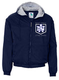 Embroidered Fleece Lined Hooded Jacket Navy