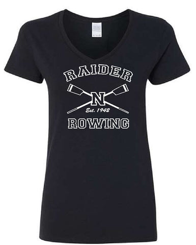 Ladies V-Neck T-Shirt Nutley Rowing Design