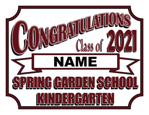 Spring Garden School Kindergarten Lawn Sign (2 Sizes)