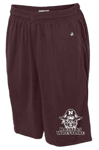 Badger - B-Core Shorts with Pockets Maroon with White Logo