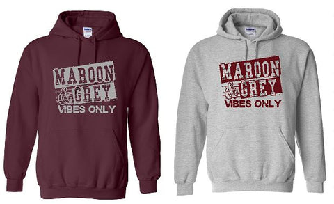 Maroon and Grey Vibes Hooded Sweatshirt (2 Color Options)